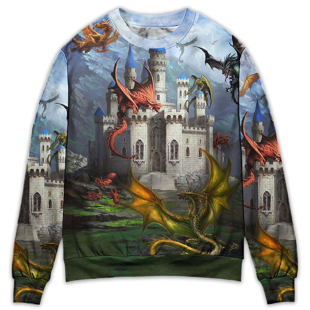 Dragon Love Life Beautiful - Sweater - Ugly Christmas Sweaters - Owls Matrix LTD