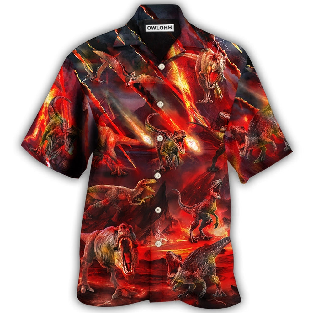 Hawaiian Shirt / Adults / S Dinosaur Meteorite Rain Cool Style - Hawaiian Shirt - Owls Matrix LTD