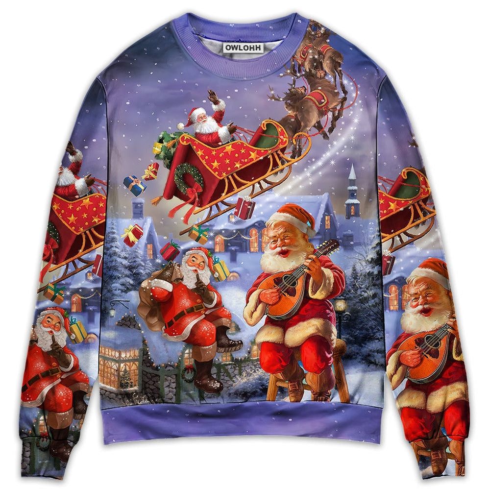 Sweater / S Christmas Santa Claus Funny Art Style - Sweater - Ugly Christmas Sweaters - Owls Matrix LTD