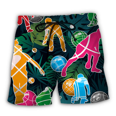 Beach Short / Adults / S Bocce Ball Tropical Colorful Ball Games - Beach Short - Owls Matrix LTD