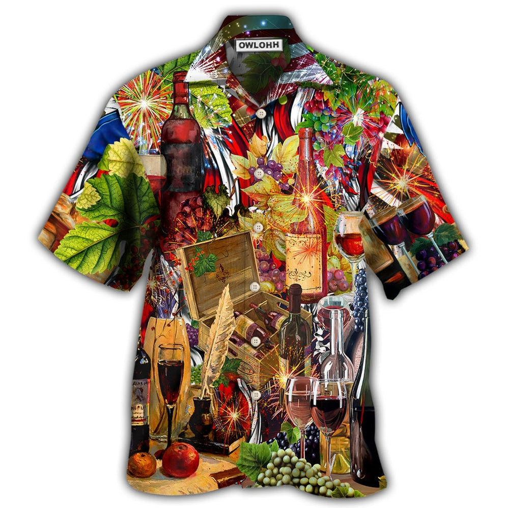 Hawaiian Shirt / Adults / S Wine Better For You Independence Day - Hawaiian Shirt - Owls Matrix LTD