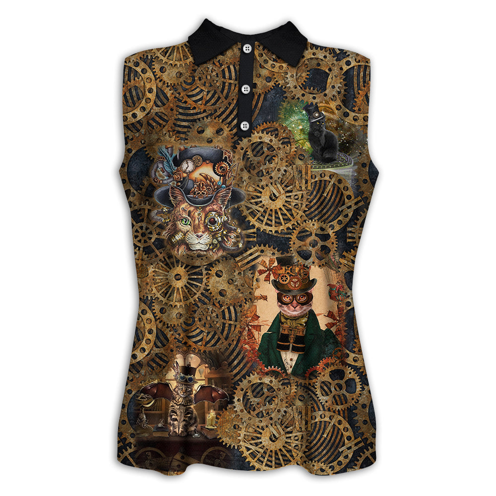 XS Cat Love Machine Vintage - Women's Polo Shirt - Owls Matrix LTD