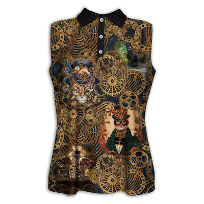 XS Cat Love Machine Vintage - Women's Polo Shirt - Owls Matrix LTD