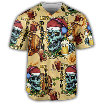 S Skull Merry Xmas Let's Party - Baseball Jersey - Owls Matrix LTD