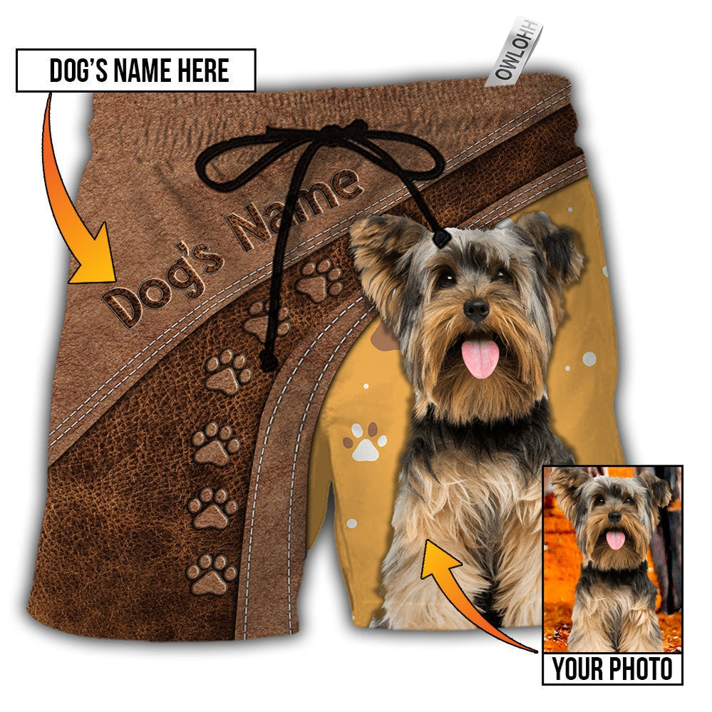 Yorkshire Terrier / Adults / S Dog Paw Various Style Custom Photo Personalized - Beach Short - Owls Matrix LTD