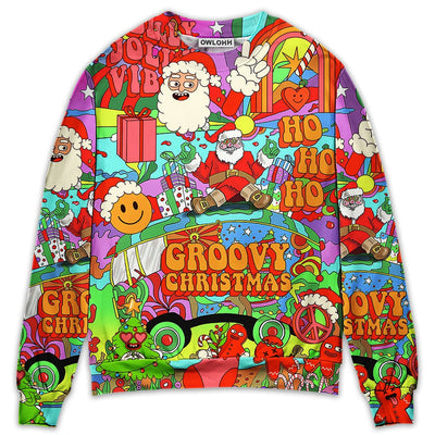 Sweater / S Christmas Hippie Santa Bus Peace - Sweater - Ugly Christmas Sweaters - Owls Matrix LTD