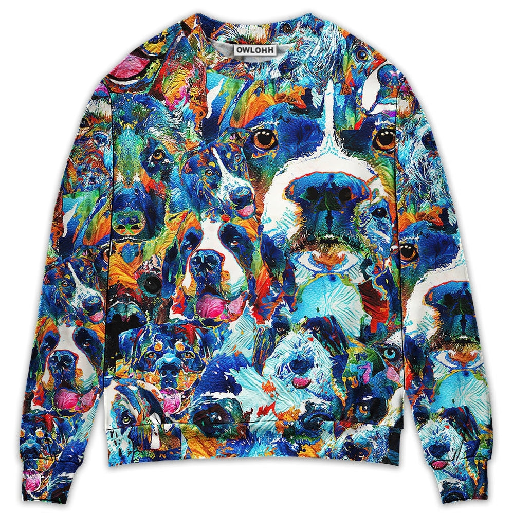 Sweater / S Dog Lover Delight Art Style - Sweater - Ugly Christmas Sweaters - Owls Matrix LTD