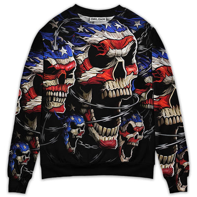 S Skull Love America Forever - Sweater - Ugly Christmas Sweaters - Owls Matrix LTD