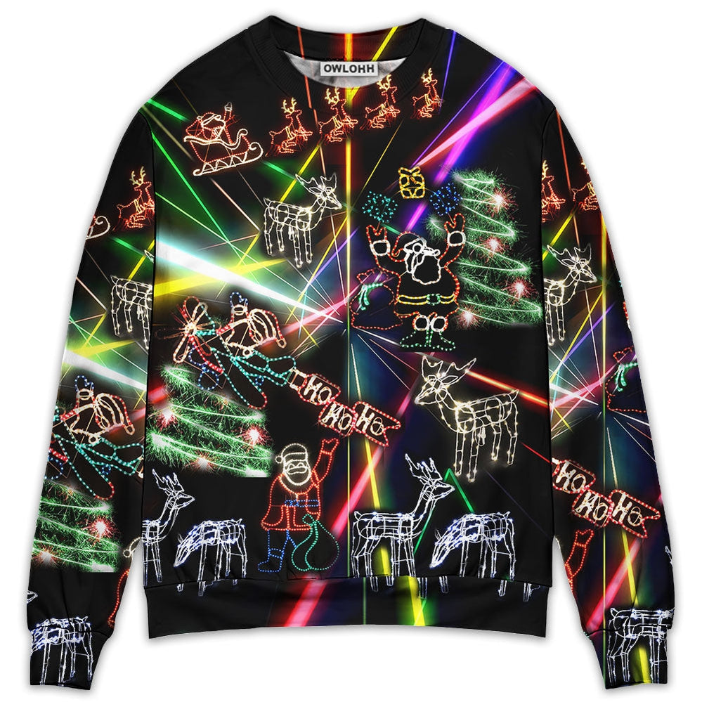 Sweater / S Christmas Tree Neon Art And Snowman - Sweater - Ugly Christmas Sweaters - Owls Matrix LTD