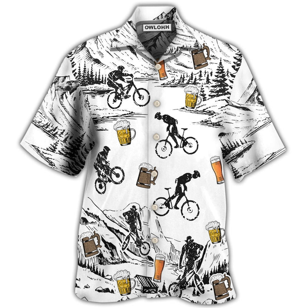 Hawaiian Shirt / Adults / S Beer I Like Beer And Mountain Bikes - Hawaiian Shirt - Owls Matrix LTD