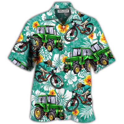 Hawaiian Shirt / Adults / S Tractor I Like Tractors And Mountain Biking - Hawaiian Shirt - Owls Matrix LTD