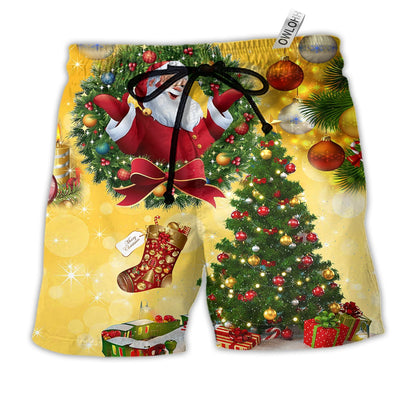 Beach Short / Adults / S Christmas Tree Yellow Love Christmas - Beach Short - Owls Matrix LTD