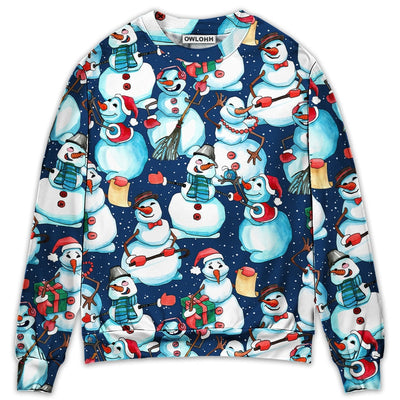 Sweater / S Christmas Happy Snowman Xmas - Sweater - Ugly Christmas Sweaters - Owls Matrix LTD