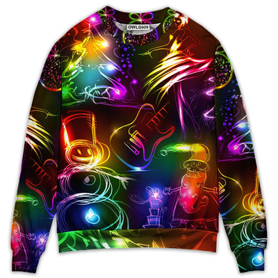 Sweater / S Christmas Dancing Santa Claus Tree Snow Man Neon Light Style - Sweater - Ugly Christmas Sweaters - Owls Matrix LTD