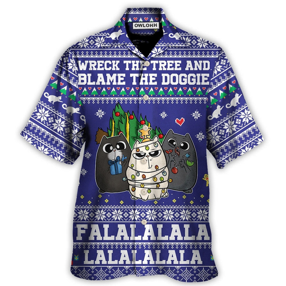 Hawaiian Shirt / Adults / S Cat Wreck The Tree Meowy Christmas Style - Hawaiian Shirt - Owls Matrix LTD
