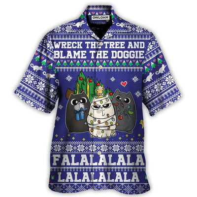 Hawaiian Shirt / Adults / S Cat Wreck The Tree Meowy Christmas Style - Hawaiian Shirt - Owls Matrix LTD