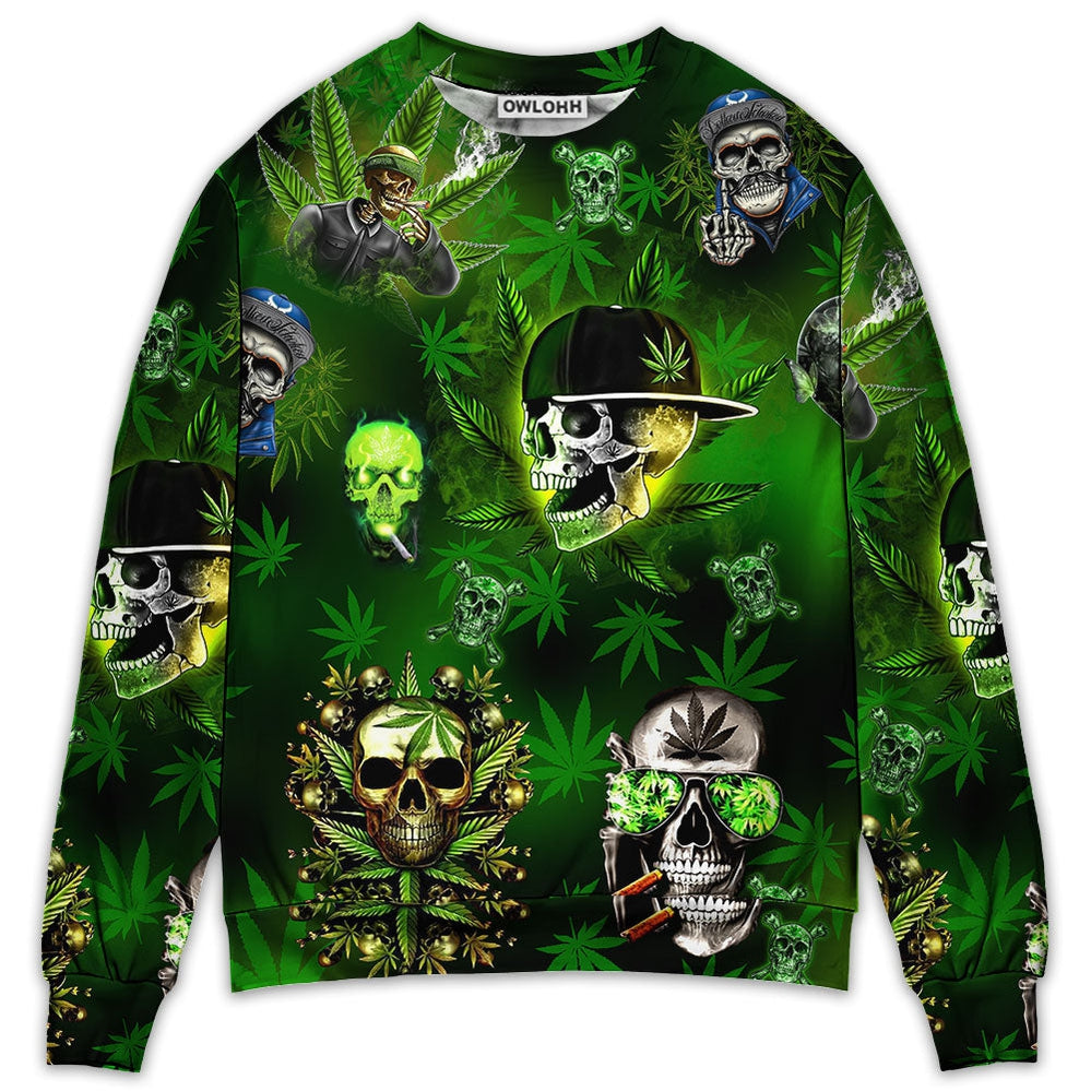 S Skull Let's Get High Green - Sweater - Ugly Christmas Sweaters - Owls Matrix LTD