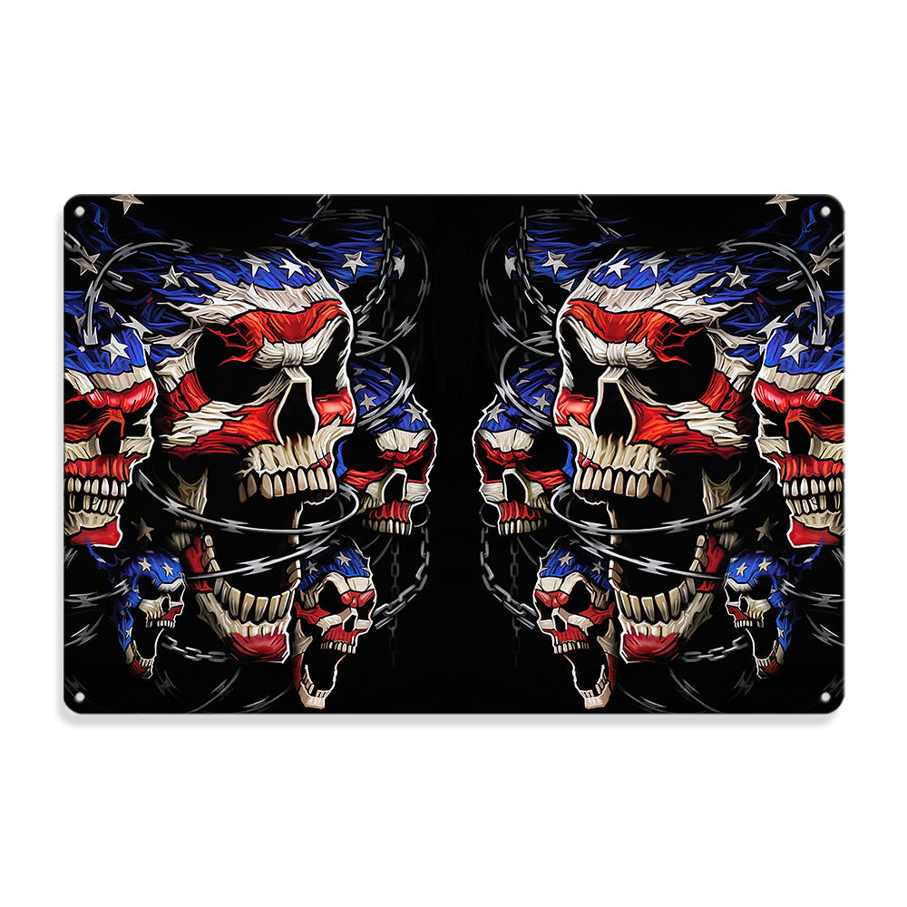 8x12 inch Skull Love America Forever - Metal Sign - Owls Matrix LTD