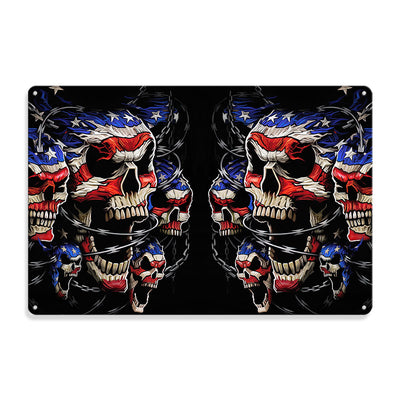 8x12 inch Skull Love America Forever - Metal Sign - Owls Matrix LTD