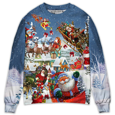Sweater / S Christmas Say Hi From Santa's Sleigh - Sweater - Ugly Christmas Sweaters - Owls Matrix LTD