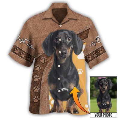 Dachshund / Adults / S Dog Paw Brown Style Classic Custom Photo Personalized - Hawaiian Shirt - Owls Matrix LTD