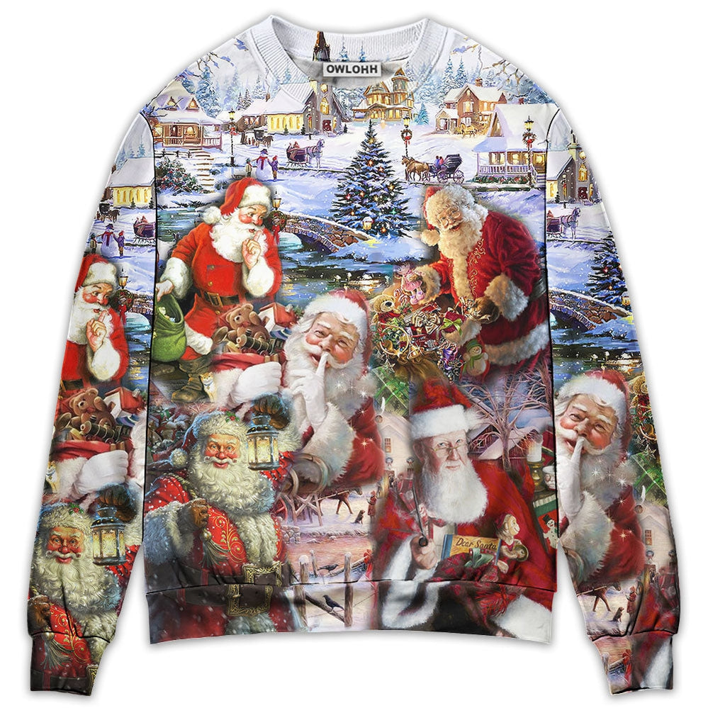 Sweater / S Christmas Santa I'm Just Here For The Ho's - Sweater - Ugly Christmas Sweaters - Owls Matrix LTD