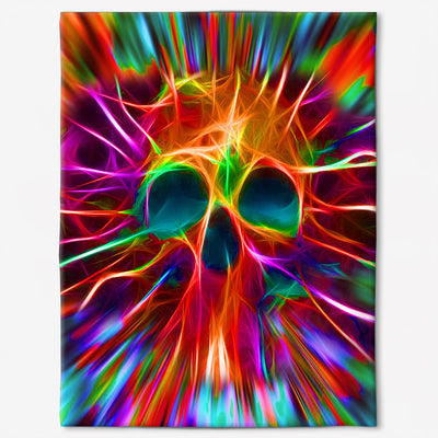 50" x 60" Skull Rainbow Color Love Cool Style - Flannel Blanket - Owls Matrix LTD