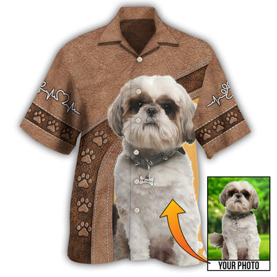 Shih Tzu / Adults / S Dog Paw Brown Style Classic Custom Photo Personalized - Hawaiian Shirt - Owls Matrix LTD