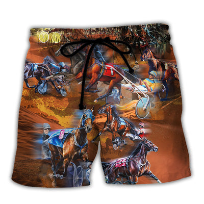 Horse Harness Racing Life Is Better At The Races - Beach Short - Owls Matrix LTD