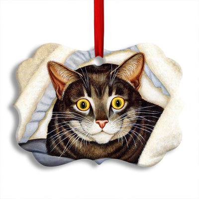 Pack 1 Cat Cute Tabby Art Style - Horizontal Ornament - Owls Matrix LTD