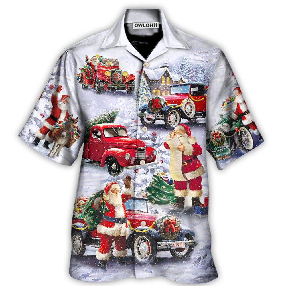 Hawaiian Shirt / Adults / S Christmas Santa Claus Funny Red Truck Gift For Xmas Painting Style - Hawaiian Shirt - Owls Matrix LTD