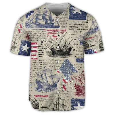 Sailing US Flag Independence Day - Baseball Jersey - Owls Matrix LTD