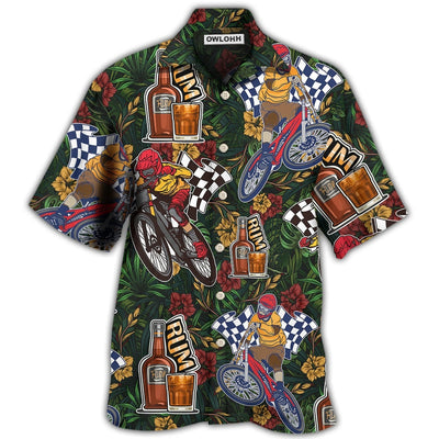 Hawaiian Shirt / Adults / S Wine I Like Rum And Mountain Biking - Hawaiian Shirt - Owls Matrix LTD