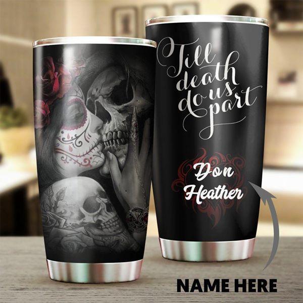 Skull Love You Till Death Couple Skill - Tumbler - Owls Matrix LTD