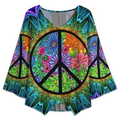 S Hippie Colorful Lighting Wonderful Life - V-neck T-shirt - Owls Matrix LTD