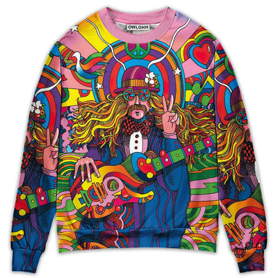 Hippie Rock Music Colorful - Sweater - Ugly Christmas Sweaters - Owls Matrix LTD