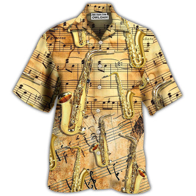 Hawaiian Shirt / Adults / S Saxophone Golden Music Lover Retro - Hawaiian Shirt - Owls Matrix LTD