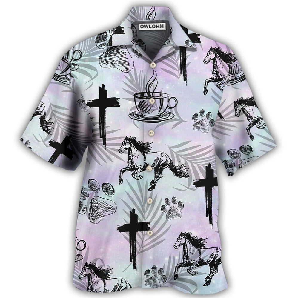 Hawaiian Shirt / Adults / S Coffee Jesus Dog Horse - Hawaiian Shirt - Owls Matrix LTD