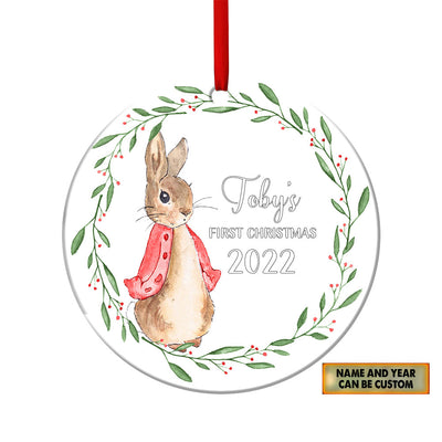 Rabbit First Christmas Is Cute Personalized - Custom Shape Ornament - Owls Matrix LTD
