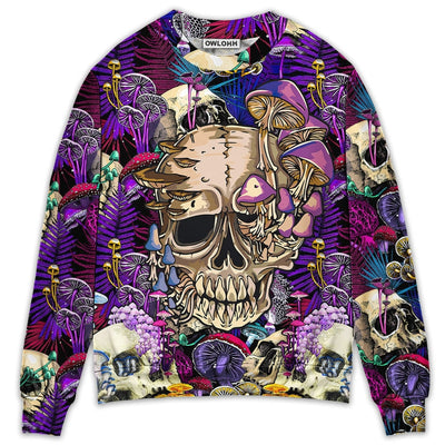 Sweater / S Mushroom Crazy Bright Magic Psychedelic Skull - Sweater - Ugly Christmas Sweaters - Owls Matrix LTD