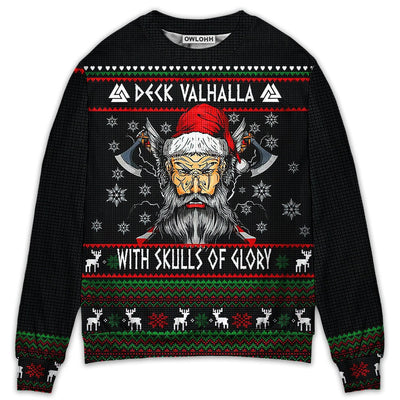 Sweater / S Christmas Deck Valhalla With Skull Of Glory - Sweater - Ugly Christmas Sweaters - Owls Matrix LTD