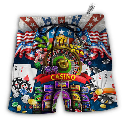 Beach Short / Adults / S Poker US Flag Casino Lover - Beach Short - Owls Matrix LTD