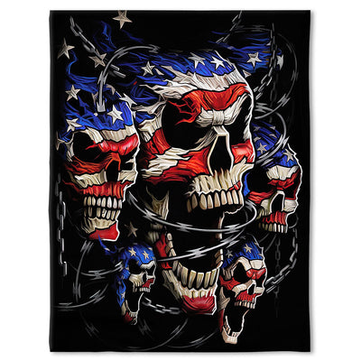 50" x 60" Skull Love America Forever - Flannel Blanket - Owls Matrix LTD