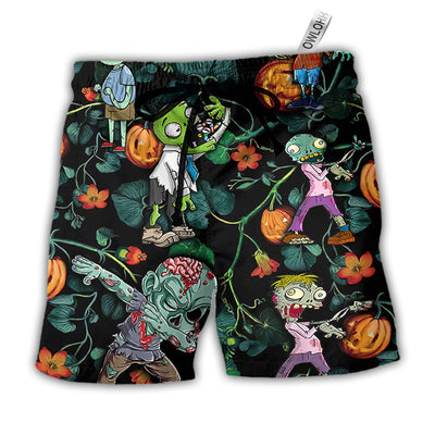 Beach Short / Adults / S Halloween Zombie Tropical Pumpkin Scary - Beach Short - Owls Matrix LTD