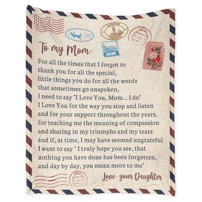 50" x 60" Mom Letter To My Mom I Love You Your Daughter - Flannel Blanket - Letter To My Mom Letter We Love You, Birthday Mom - Owls Matrix LTD