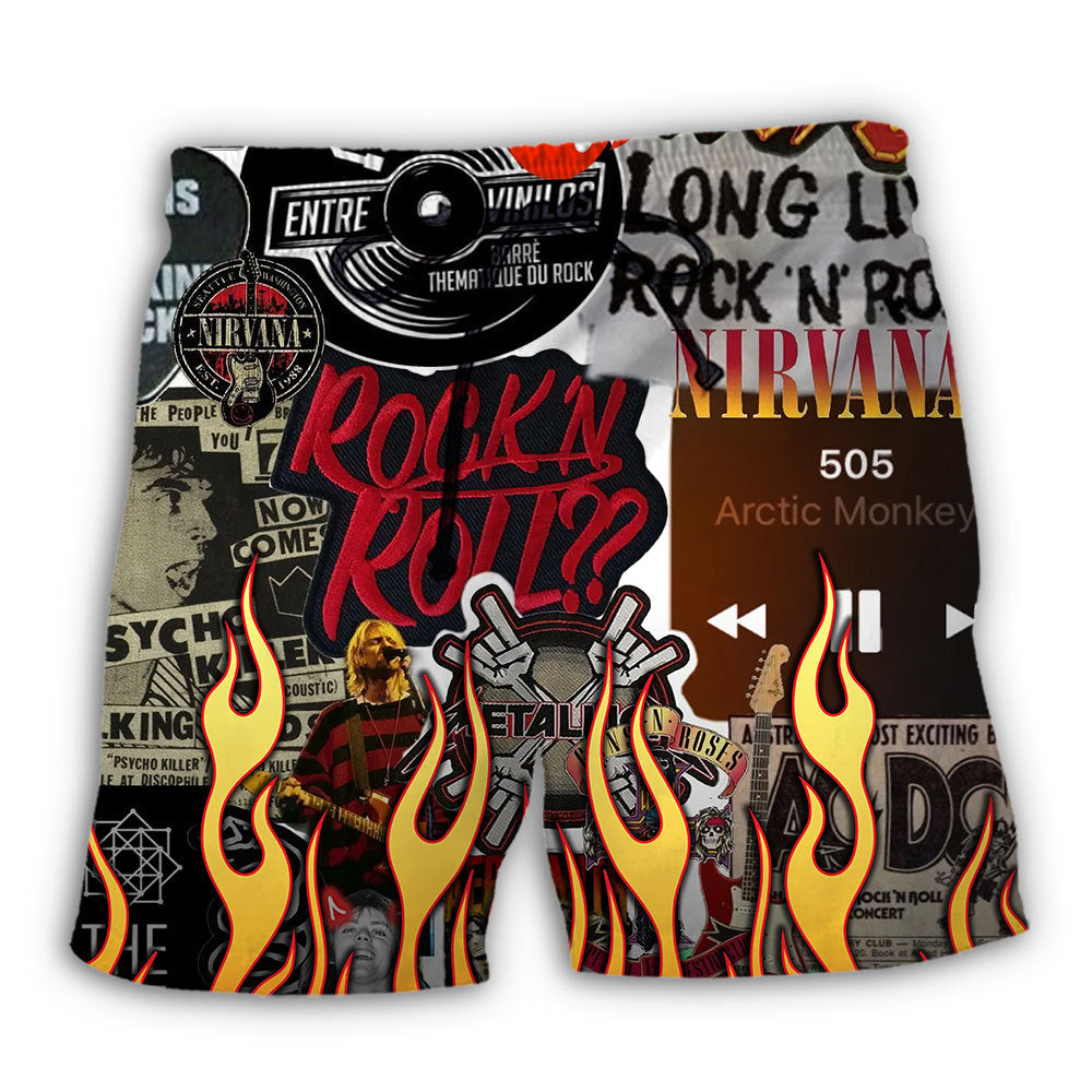 Music Rock Music Red Flame Chill - Beach Short - Owls Matrix LTD