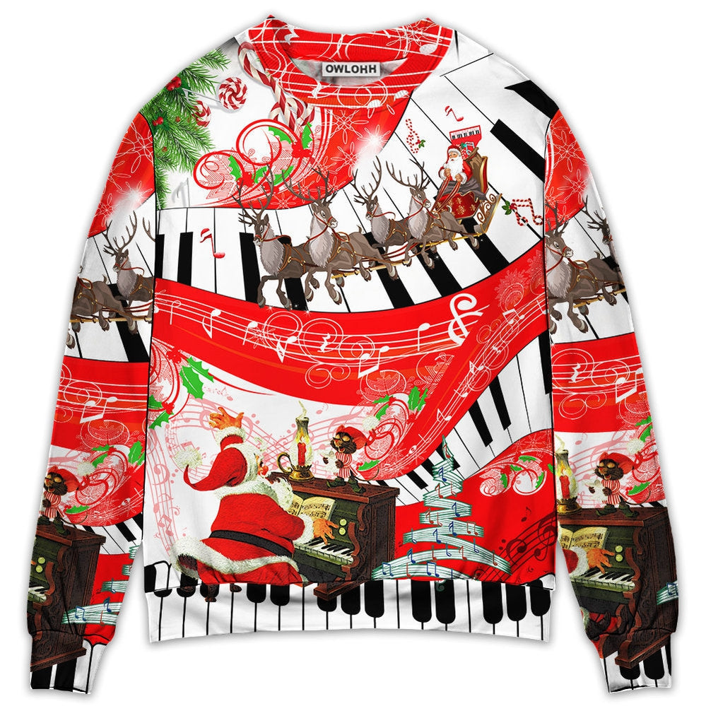 Sweater / S Christmas Love Music Happy Life - Sweater - Ugly Christmas Sweaters - Owls Matrix LTD