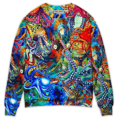 Octopus Lover Colorful Art Style - Sweater - Ugly Christmas Sweaters - Owls Matrix LTD