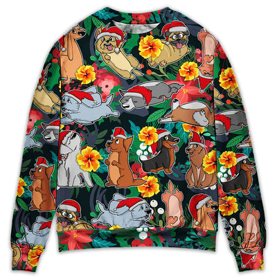Sweater / S Christmas Dog Santa Merry Xmas - Sweater - Ugly Christmas Sweaters - Owls Matrix LTD