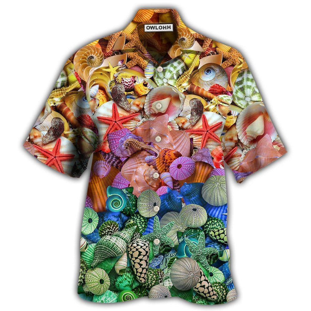 Hawaiian Shirt / Adults / S Beach Starfish On Seashells - Hawaiian Shirt - Owls Matrix LTD